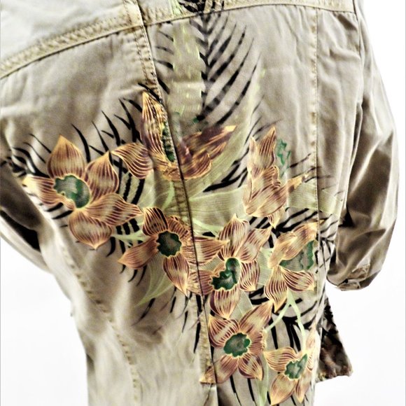 DESIGNER ARMY JACKET PRINT IN BACK IN COTTON NEW - Picture 3 of 3